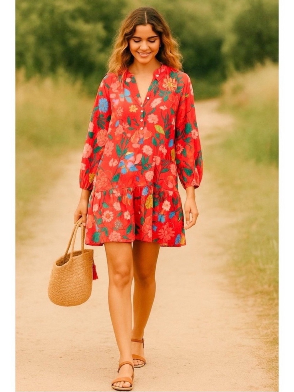 J. Crew Coral Floral Button-Front Blouse